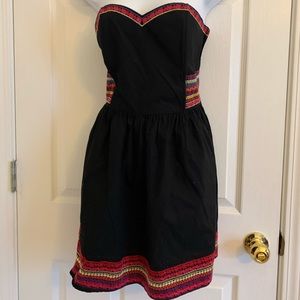 Strapless black with multi colored stitched dress